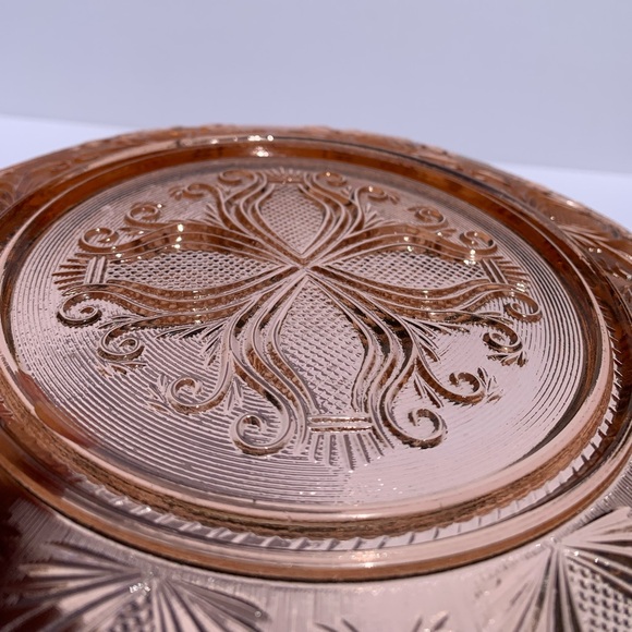 Vintage pink Imperial Glass Blaise AKA Scrolled Thistle Line 705 Salad Plate EUC - Picture 4 of 10